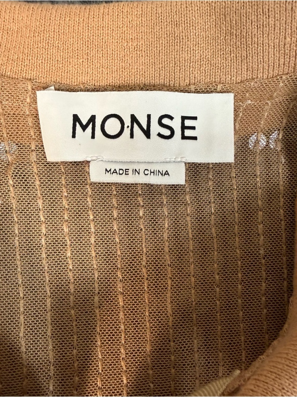 MONSE Mesh Sequin Top Long Sleeve Polo Nude Beige Women’s Size S - Picture 12 of 13